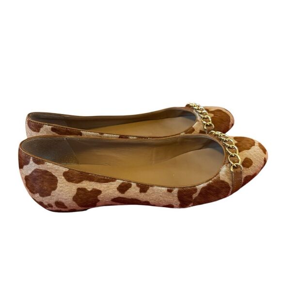 Horsehair Giraffe Print Flats with Gold Accent Chain. In ladies Sz. 7 - Picture 5 of 7